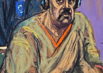 Ousted Venezuelan president Nicolas Maduro is seen in a court sketch making his first court appearance in New York since his arraignment following his January arrest