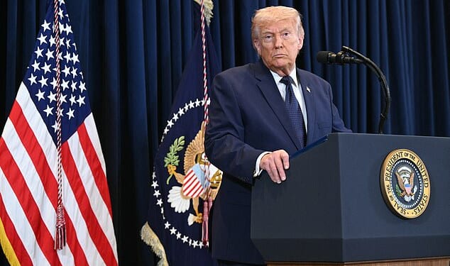 President Donald Trump speaks during a press conference at Trump National Doral in Miami, Florida, on March 9