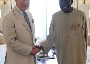 King Charles and President of Nigeria Bola Ahmed Tinubu held a meeting in a hotel in Dubai, as they attended the Cop28 summit in 2023