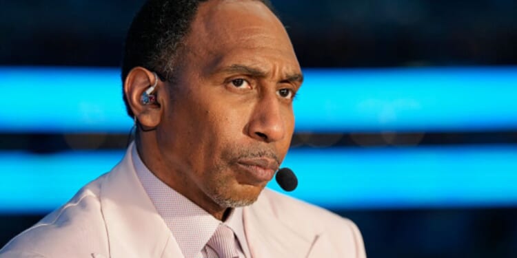 Stephen A. Smith watches the 2024 NBA Finals as he prepares for commentary on June 14, 2024.