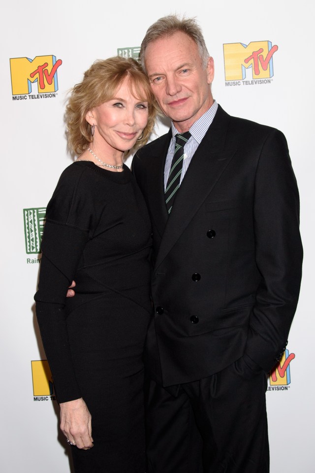 Sting and Trudie Styler posing at the Rainforest Fund Benefit Concert.