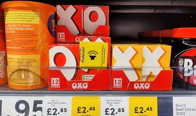 Oxo boxes tagged with security labels were spotted in the Tesco Express in Croydon, south London
