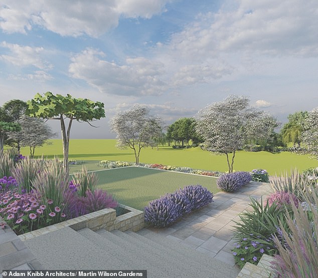 The Strictly Come Dancing judge sparked a backlash when he unveiled plans to raise the back garden and create an 'entertainment area (picture one of the designs for the outdoor area)