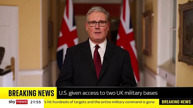 Keir Starmer has given the US permission to launch 'defensive' strikes on Iranian missile sites from UK bases