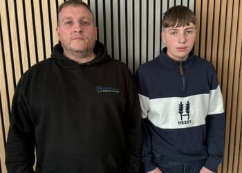 Ieuan Williams, 15, (pictured right) with his father, Lee, 47. The schoolboy is undergoing tests after unsterilised pliers were used to fit his braces three weeks ago