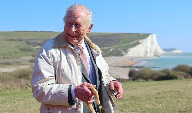 The King surprised walkers enjoying a sunny day in the countryside as he took a stroll on a ‘marvellous’ new coastal path named in his honour