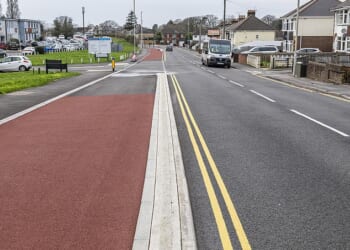 At over 11ft wide in places, the new bike lane actually exceeds the width of the neighboring 10ft-wide road, squeezing motor traffic into a narrower lane than the cyclists
