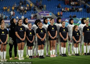 The Iranian football team refused to sing their national anthem before their first match of the Asian Cup on the Gold Coast on Monday night (pictured)