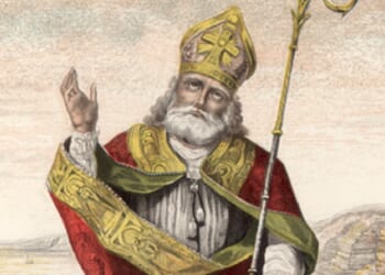 An artist's depiction of St. Patrick from the 18th century.