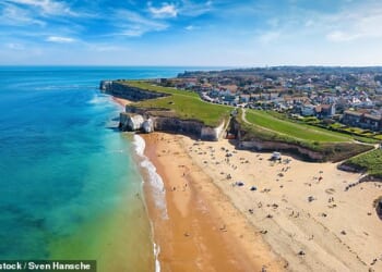 The beautiful beach of Botany Bay, located on the coast of Kent, England