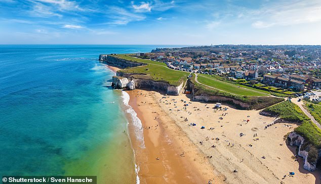 The beautiful beach of Botany Bay, located on the coast of Kent, England