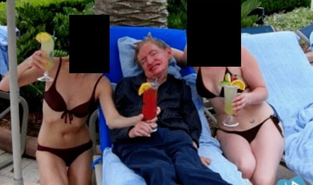 The bikini-clad women who posed with Professor Hawking in this photograph included in the Epstein files were his long-term caretakers, the Hawking family had previously said