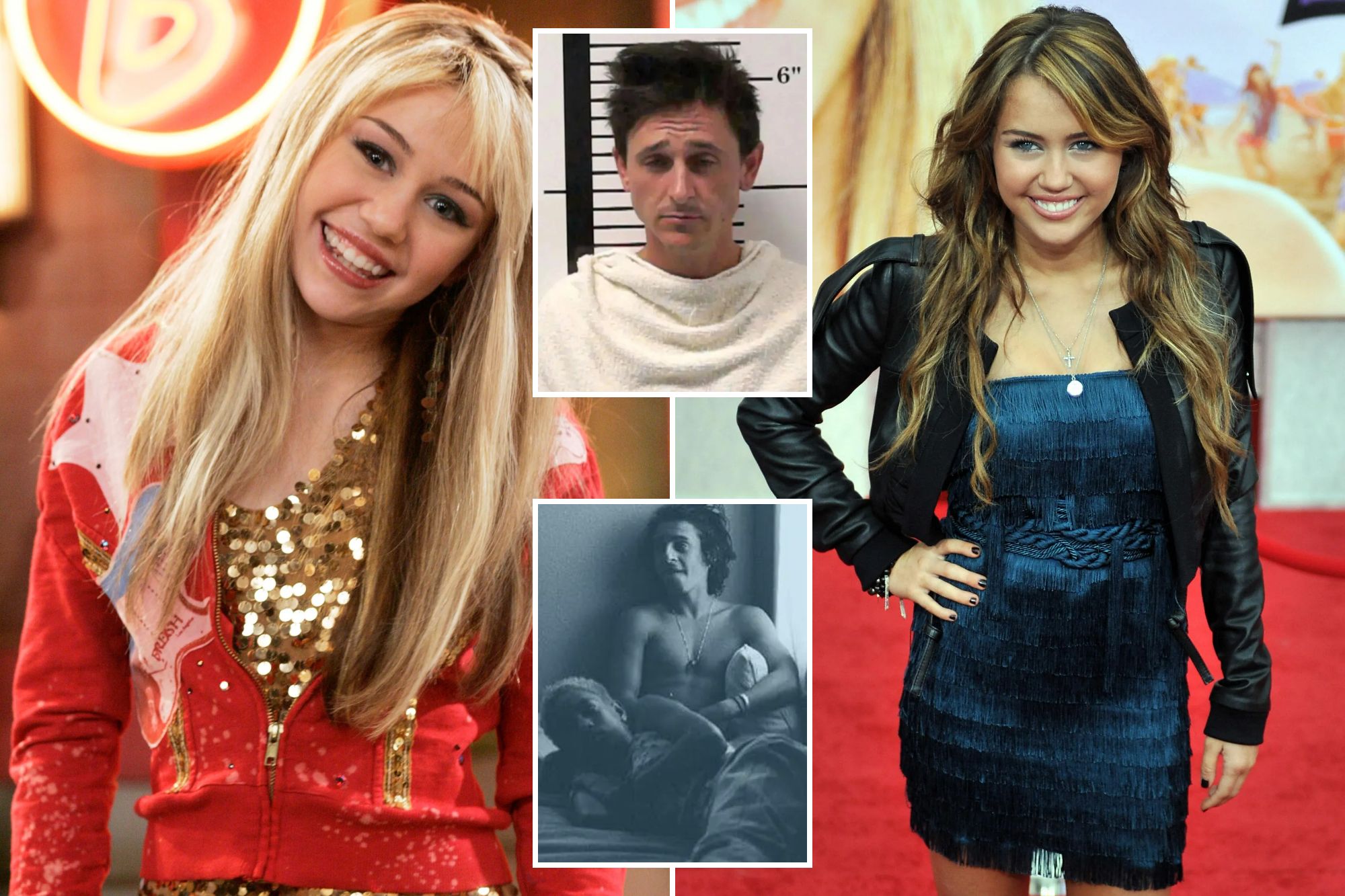 An image collage containing 4 images, Image 1 shows Disney's "Hannah Montana" - s, Image 2 shows Cast member Miely Cyrus arrives at the w, Image 3 shows Mitchell Musso mugshot, Image 4 shows NINTCHDBPICT000643556423
