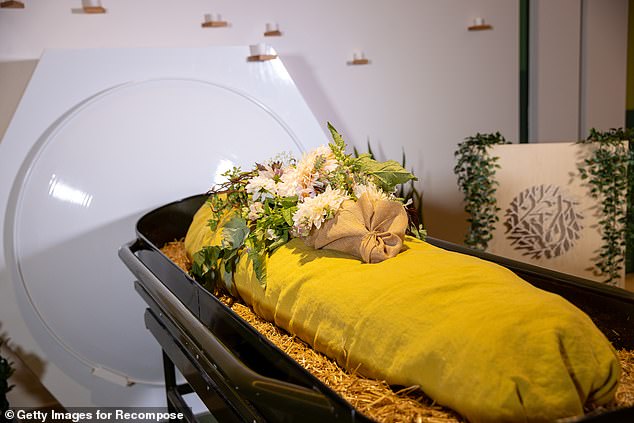 Although not currently legal in the UK, England and Wales may soon allow human composting, a process which breaks the body down into soil. Pictured: Recompose funeral home in Seattle, Washington