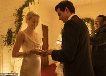 Carolyn Bessette Kennedy's slip-like wedding dress made its long-awaited debut on FX's 'Love Story' Thursday evening (Pictured: Scene from episode 6)