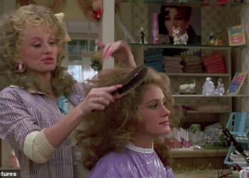 Experts say the UK¿s hair cutters are emerging as ¿powerful, under-recognised influencers¿ in tackling the climate crisis. Pictured: A hairdressing scene from the film Steel Magnolias
