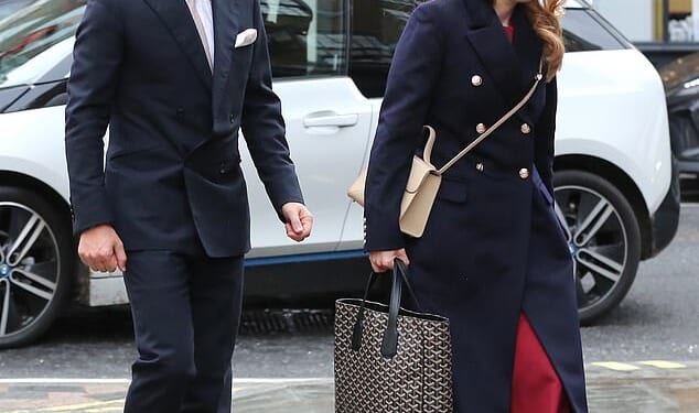 Princess Beatrice and her husband Edoardo Mapelli Mozzi visit the pub with friends after their second daughter was baptised on December 12, last year