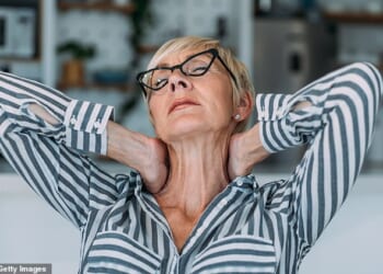 Just a month after starting Eleanor Dalton¿s classes, and doing her exercises daily, Martia reported that the postural exercises had relieved her aches (posed by model)