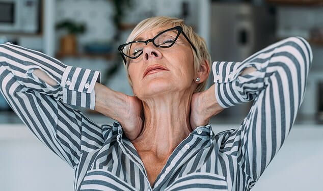 Just a month after starting Eleanor Dalton¿s classes, and doing her exercises daily, Martia reported that the postural exercises had relieved her aches (posed by model)