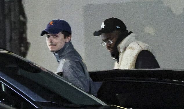 Timothee Chalamet enjoyed a night out with a friend just one night ahead of the Oscars