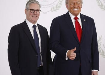 British Prime Minister Keir Starmer and US President Donald Trump at a Gaza Peace Summit in October 2025