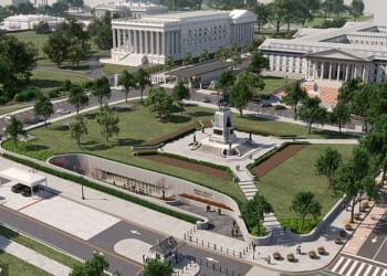 The plan envisions 33,000 sq ft underground center beneath Sherman Park, just southeast of the White House and south of the Treasury