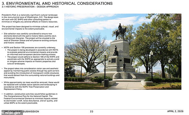 The site selection was 'carefully considered to ensure new elements blend with the park's historic fabric and the city's architectural character'