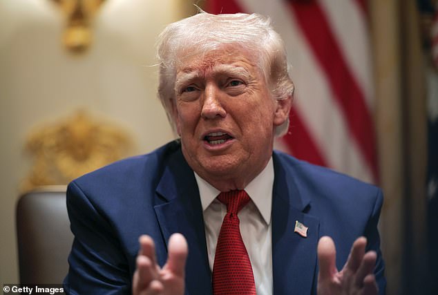 Donald Trump speaks during a Cabinet meeting in the Cabinet Room of the White House on March 26