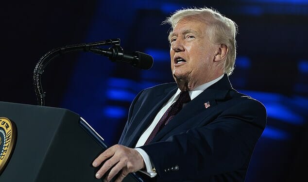 President Donald Trump spoke for an hour and five minutes Wednesday night at the National Republican Congressional Committee's annual fundraising dinner at Union Station in Washington, D.C.