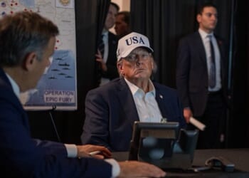 Trump is pictured in the situation room at Mar-a-Lago, on the night that the US obliterated Iran's Supreme Leader's home, killing him