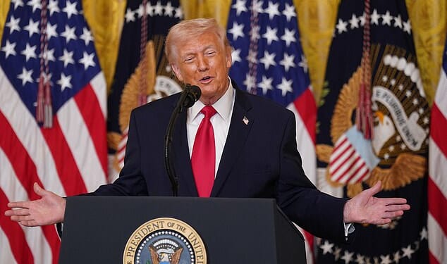 U.S. President Donald Trump said he will end the war at his own discretion (Pictured: U.S. President Donald Trump and first lady Melania Trump host a Women's History Month Celebration at the White House on March 12, 2026 in Washington, DC)