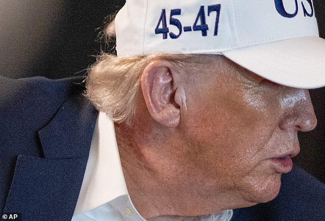 Discoloration in the same area of his neck was spotted in photos of Trump during strikes on Iran at his makeshift Situation Room at Mar-a-Lago