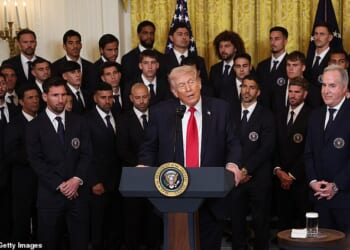 Speaking at the White House, in front of David Beckham's Inter Miami squad, Donald Trump warned the Iranian regime to 'surrender' or face 'guaranteed death'