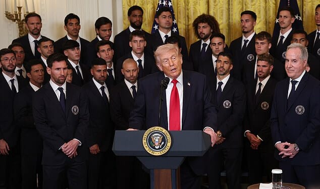 Speaking at the White House, in front of David Beckham's Inter Miami squad, Donald Trump warned the Iranian regime to 'surrender' or face 'guaranteed death'