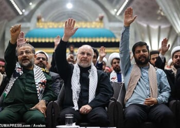 Mohammad ⁠Bagher Ghalibaf, 64, (pictured, centre) has been in his high-level role since 2020