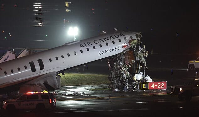 An Air Canada Express plane collided with a Port Authority vehicle on Sunday night on Runway 4 of LaGuardia Airport. The cockpit suffered severe damage