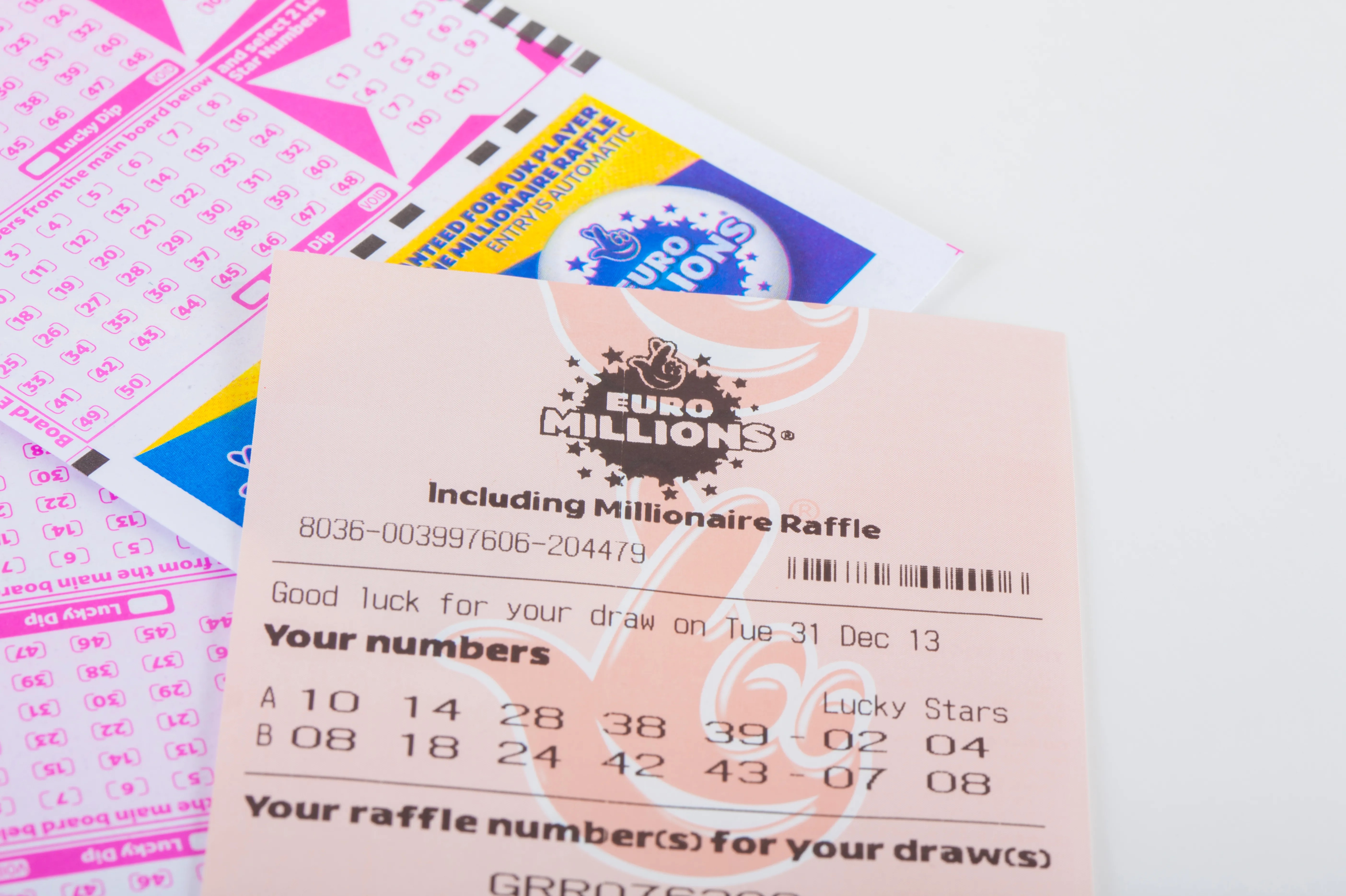 Euro Millions lottery ticket.