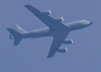 The Boeing KC-135 Stratotanker, which departed Ben Gurion Airport earlier bound for RAF Mildenhall, is reported to have declared an emergency over a hydraulic issue, according to an aircraft tracking account on X (stock image of a Boeing C-135)