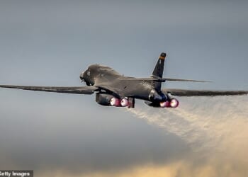 US bombers have been spotted taking off from RAF Fairford just hours after Donald Trump vowed to inflict 'death, fire and fury' on Iran