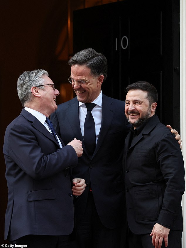 Starmer and Zelensky were joined by Nato secretary general Mark Rutte in Downing Street