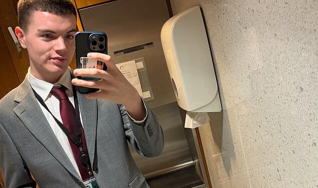 'Non-Jewish Zionist' Brodie Mitchell, 20, (pictured) was reprimanded by Royal Holloway, University of London, for likening Huda El-Jamal's keffiyeh scarf to a tea towel