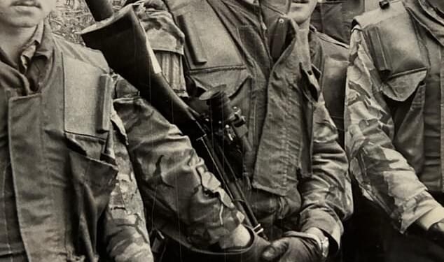 Patrick Mercer, 69, (pictured centre, holding a rifle) completed nine tours of Northern Ireland