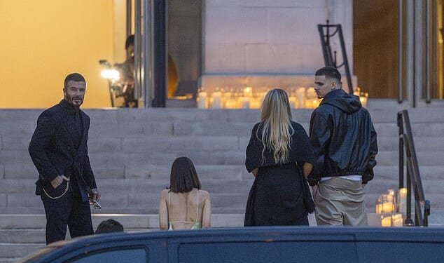 Victoria Beckham was supported by her husband David and children Romeo, Cruz and Harper at her Paris Fashion Week show on Friday