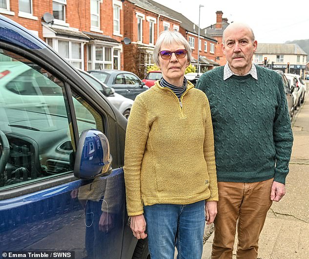 Heather and Mark Stewart, both 69, found the numbers scratched on the side of their car last week