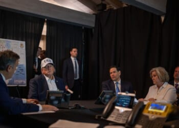 President Donald Trump oversees "Operation Epic Fury" with Central Intelligence Agency Director John Ratcliffe, Secretary of State Marco Rubio, and White House Chief of Staff Susie Wiles at Mar-a-Lago on Feb. 28, 2026, in Palm Beach, Florida.