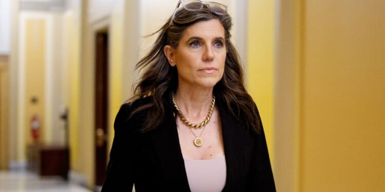 GOP Rep. Nancy Mace of South Carolina departs following a series of House votes March 5 at the U.S. Capitol Building in Washington, D.C. While she initially voted in support of the Trump administration's military action in Iran, she now says she would join Democrats in denying further funding in a War Powers resolution.