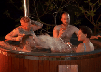 Watch the moment Emma Willis clashes with husband Matt in a hot tub in front of shocked contestants on new ITV show