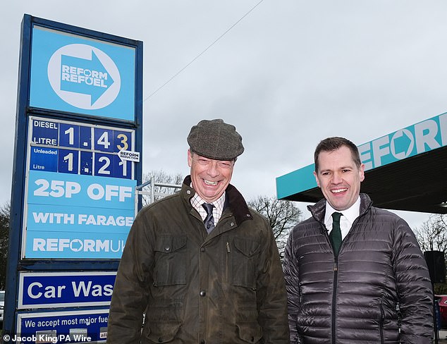 Mr Farage spoke at a press conference on Tuesday alongside Robert Jenrick as they pledged to reverse Labour's planned fuel duty hike by scrapping 'lunatic' Net Zero levies
