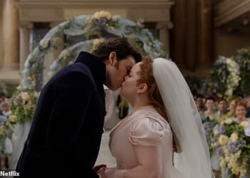 Wedding planners say that US brides are looking for a quintessential British wedding, which they have seen in the popular costume dramas such as Bridgerton (pictured) and The Crown