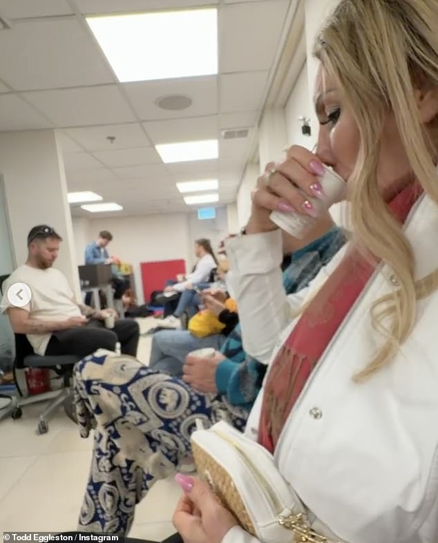 Lisa, pictured in a bomb shelter, said that the constant alarms during her time in Israel were 'terrifying'